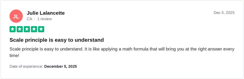 Five-star Trustpilot review from Julie Lalancette