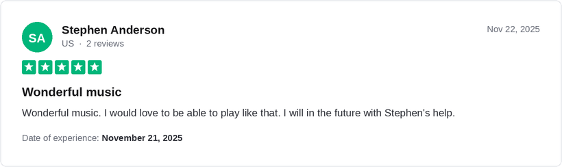 Five-star Trustpilot review from Stephen Anderson