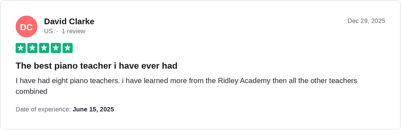 David Clarke's five-star Trustpilot review