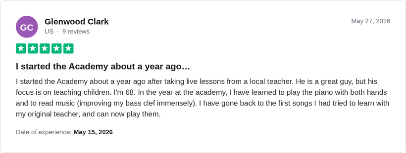 Glenwood Clark's five-star Trustpilot review