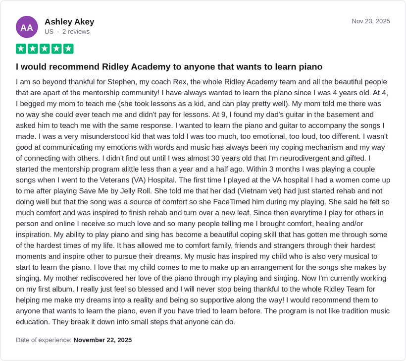 Student review from Ashley Akey