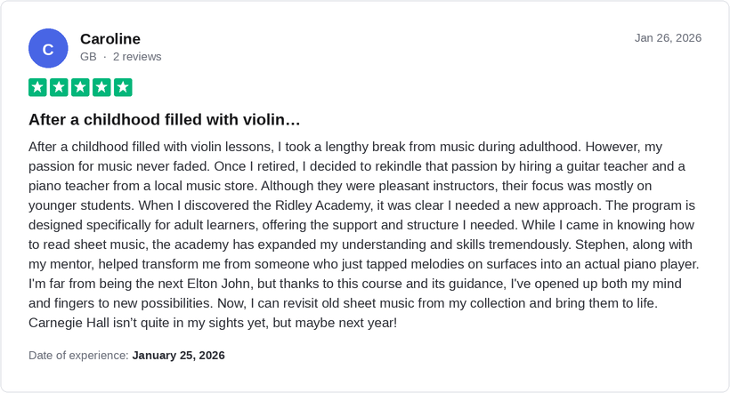 Student review from Caroline