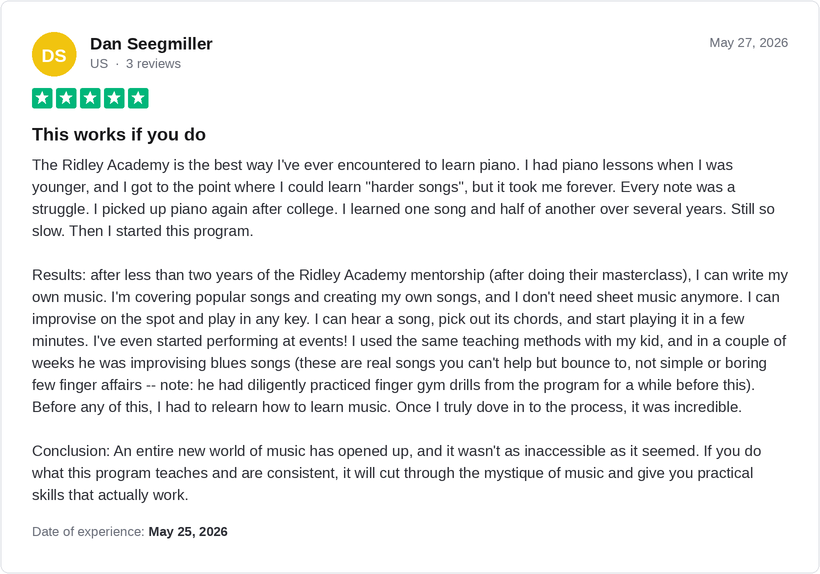 Student review from Dan Seegmiller