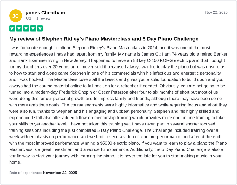 Student review from James Cheatham